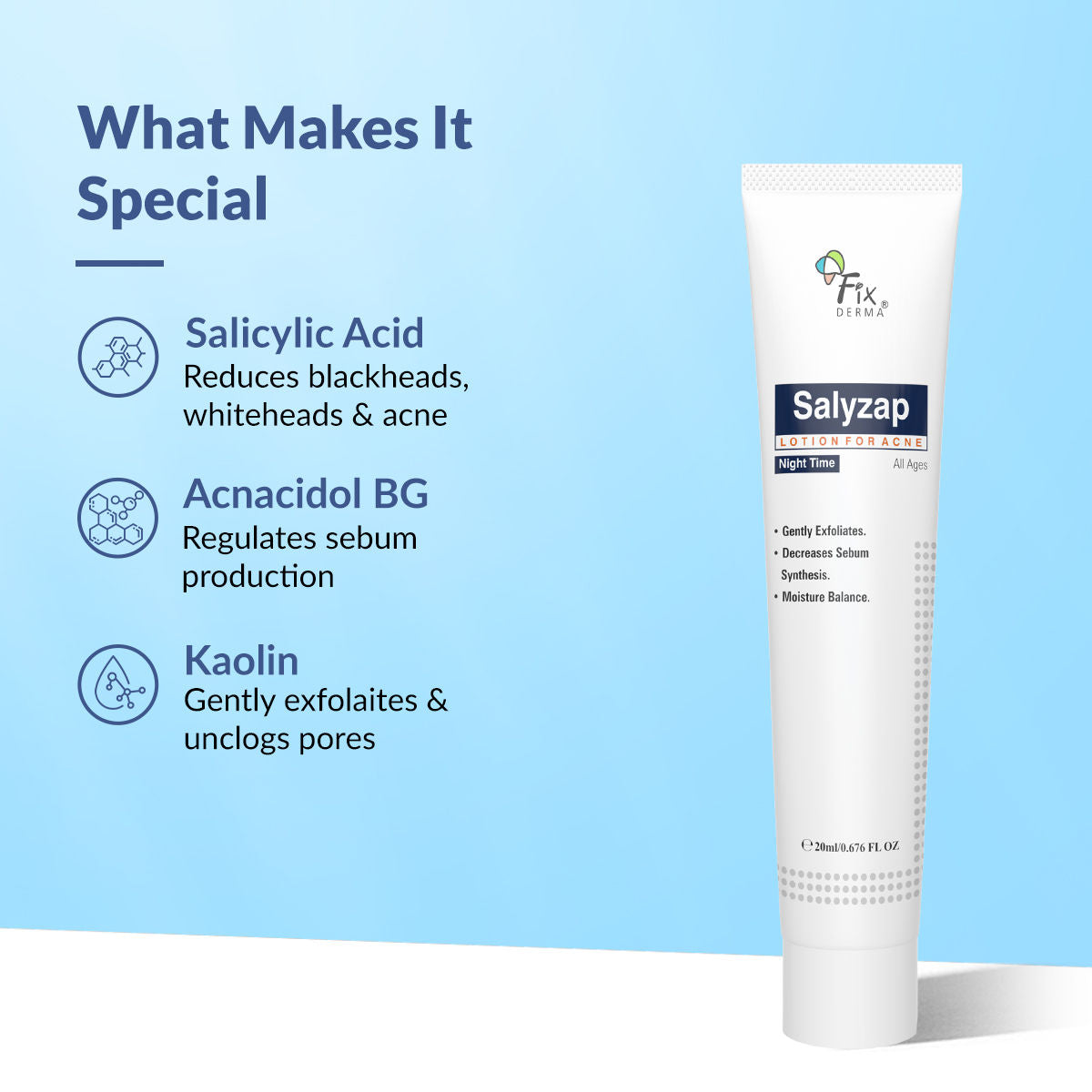 Salicylic Acid Salyzap Night Time Lotion, For Acne Scars, Pimples & Exfoliator