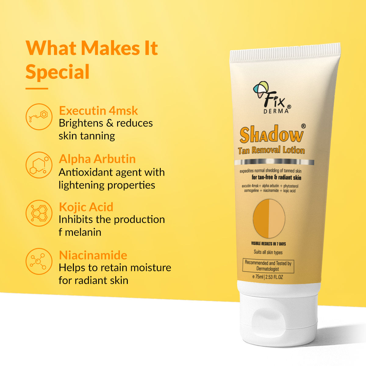 Shadow Tan Removal Lotion, Brightening & Revitalizing Face, Gentle Exfoliation