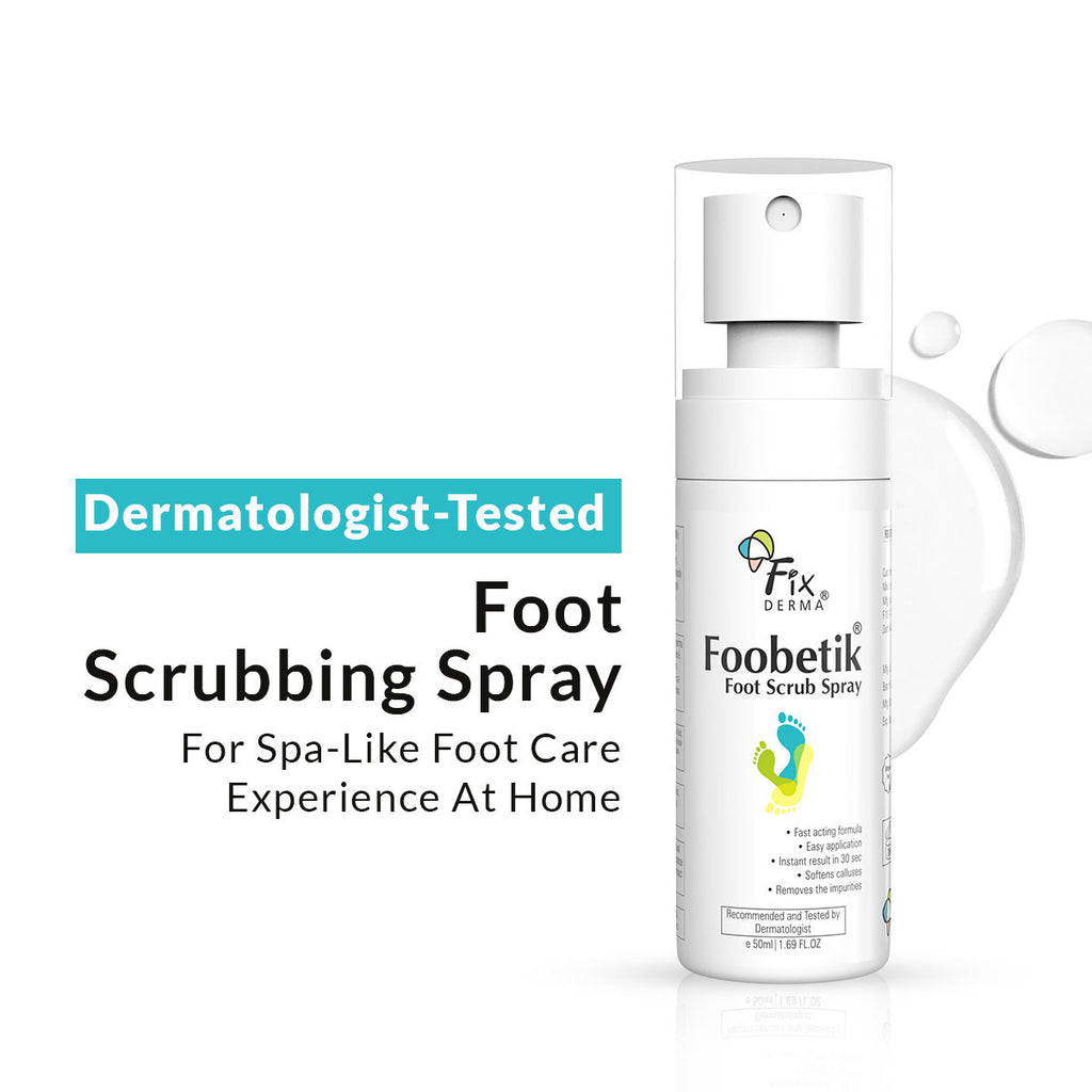 Foobetik Foot Scrub Spray with 5% Lactic Acid & Shea Butter for Smooth Heels