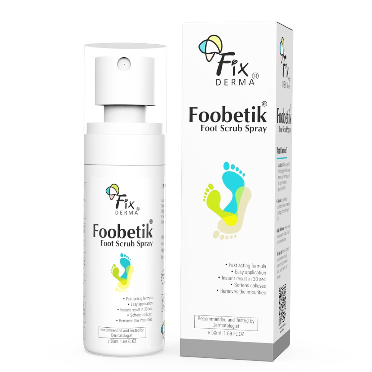 Foobetik Foot Scrub Spray with 5% Lactic Acid & Shea Butter for Smooth Heels