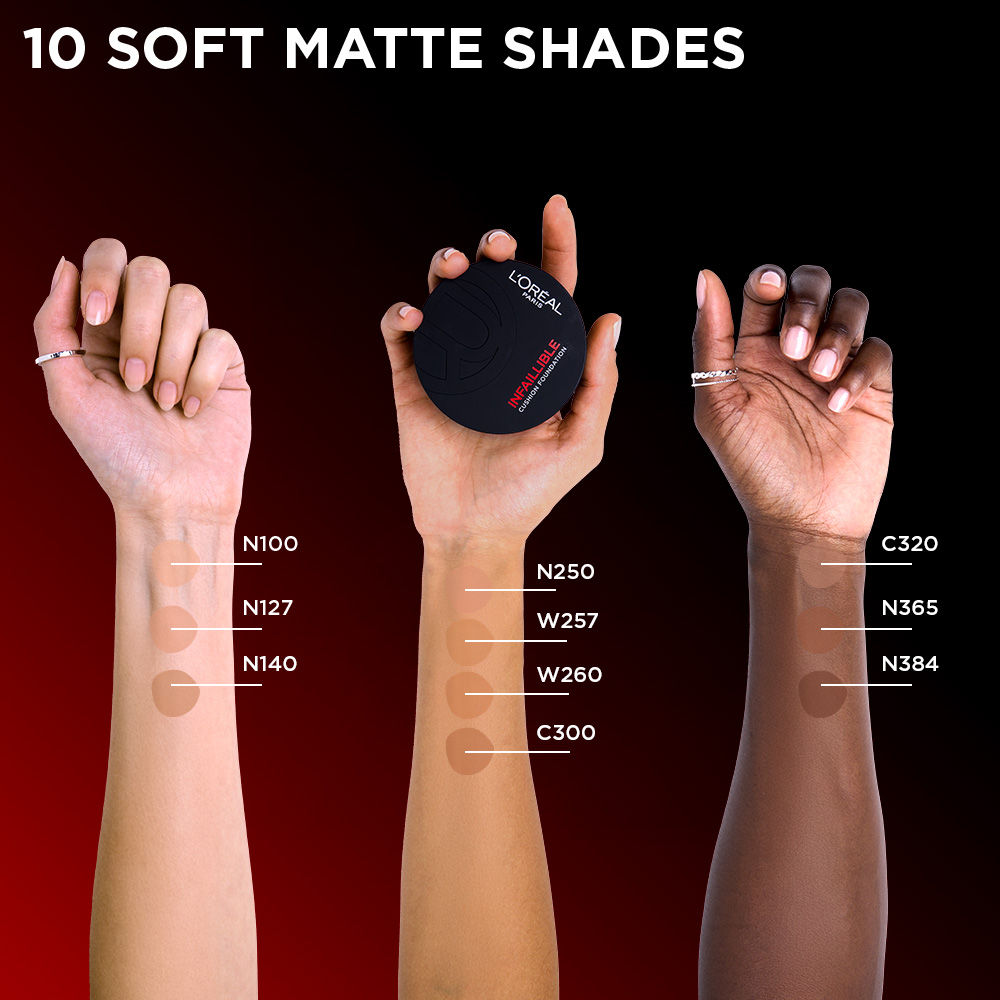 Infallible Cushion Foundation, 24H Flawless Coverage, No Oxidation