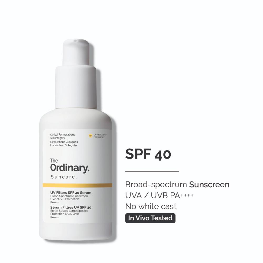 UV Filters SPF 40 Sunscreen PA++++ with no white cast, In-Vivo Tested