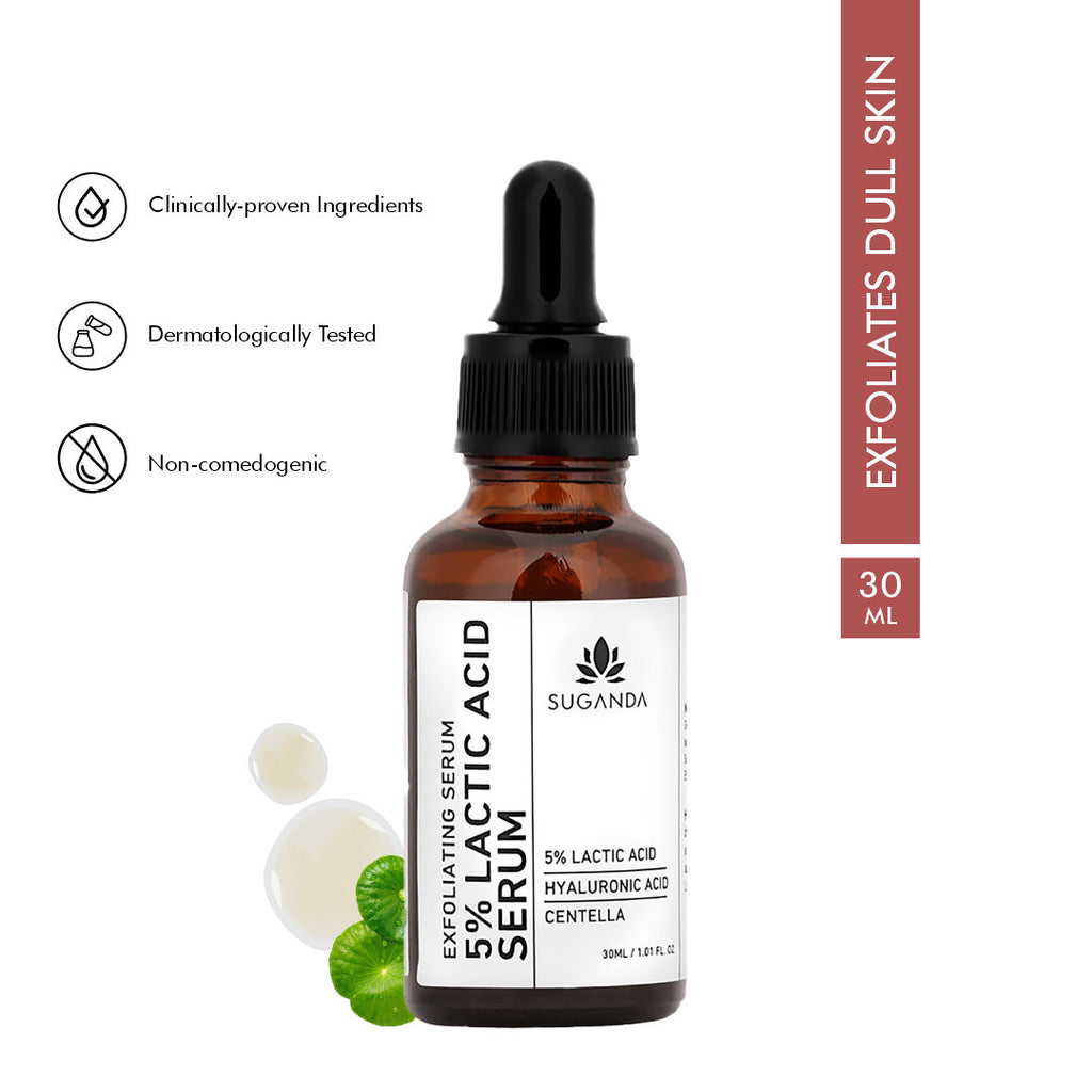 5% Lactic Acid Serum + HA, Exfoliates Dull Skin & Reduce Dark Spots, Beginner friendly
