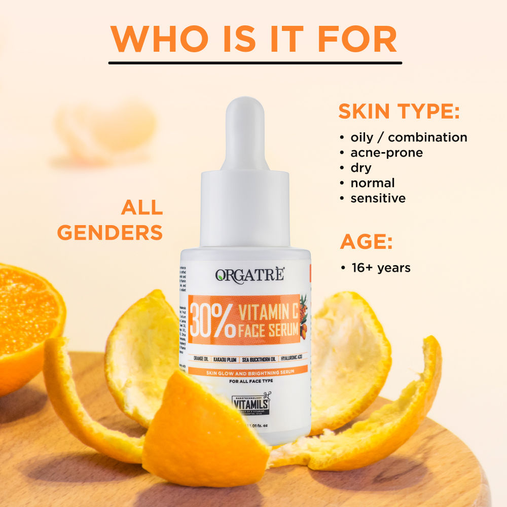 30% Vitamin C Face Serum With Hyaluronic Acid – Skin Glowing & Brightening Serum