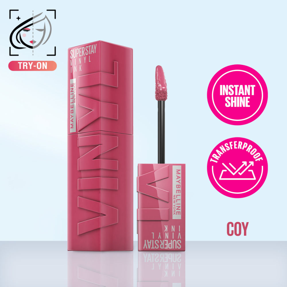 Super Stay Vinyl Ink Liquid Lipstick, Instant Shine Lasts Up To 16H - Coy