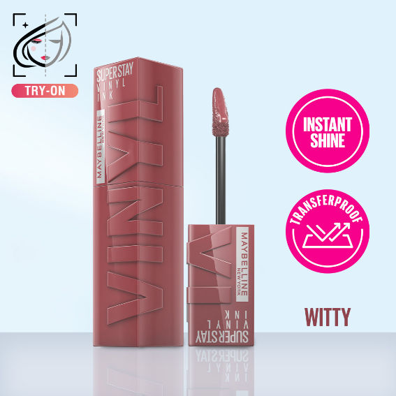 Super Stay Vinyl Ink Liquid Lipstick, Instant Shine Lasts Up To 16H - Witty