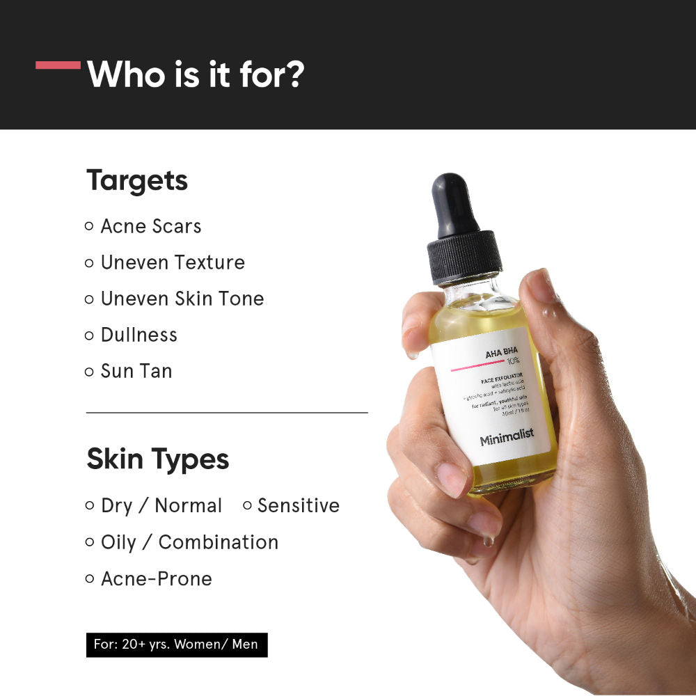 10% AHA BHA Exfoliator With Hyaluronic Acid For Even Tone & Texture