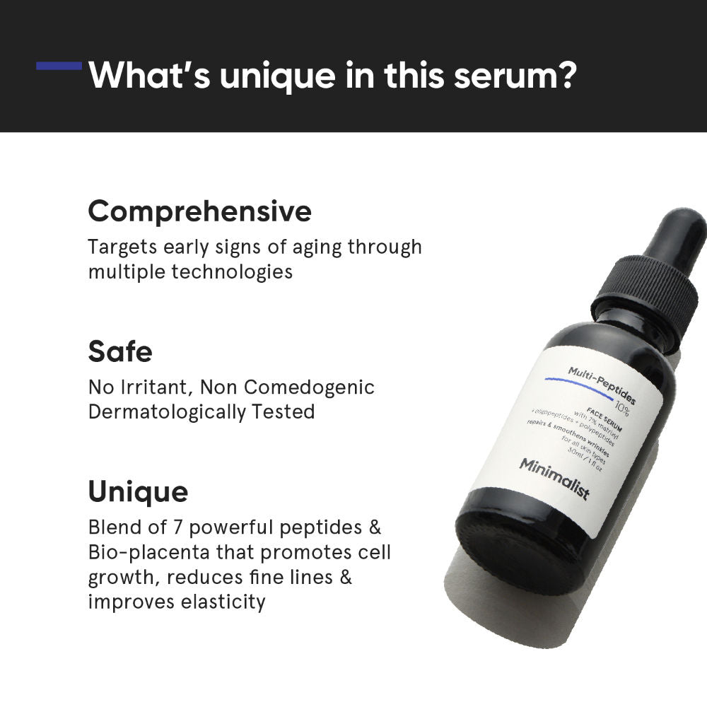 10% Multi Peptide Face Serum For Anti Aging & Collagen Boost With Bio-Placenta