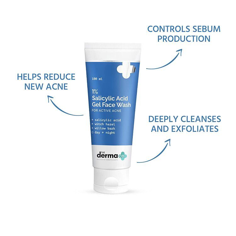 1% Salicylic Acid Face Wash for Active Acne with Salicylic Acid & Witch Hazel