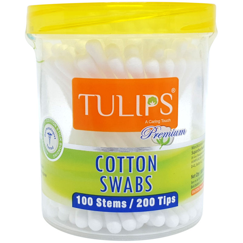 Premium Paper Stick Pure & Soft Cotton Ear Buds/ Swabs Jar (100 Sticks / 200 Tips)