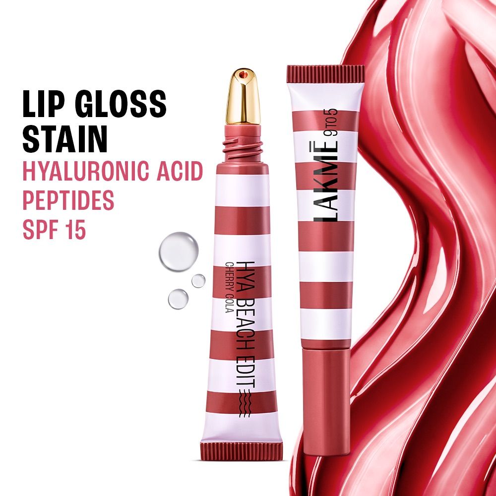9to5 Hya Beach Edit Lip Gloss Stain, Hydrating, Lasting Tint, SPF 15 - Cherry Cola