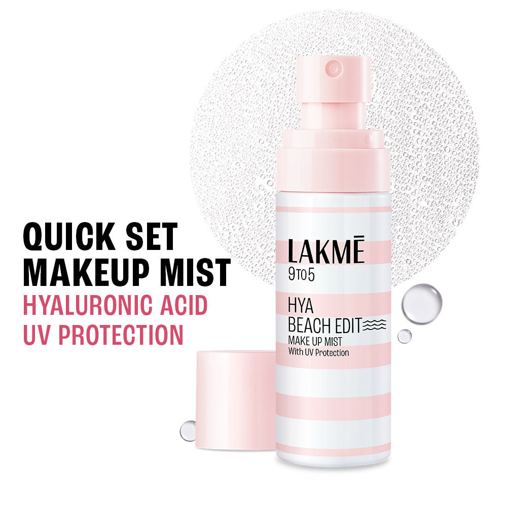 Hya Beach Edit Makeup Mist with UV Protection, Infused with Hyaluronic Acid, Long lasting