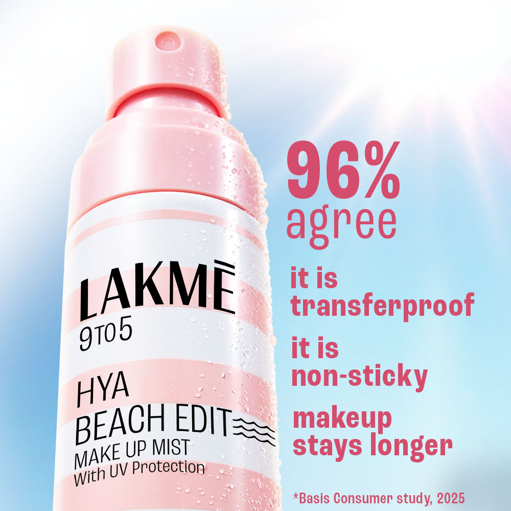 Hya Beach Edit Makeup Mist with UV Protection, Infused with Hyaluronic Acid, Long lasting