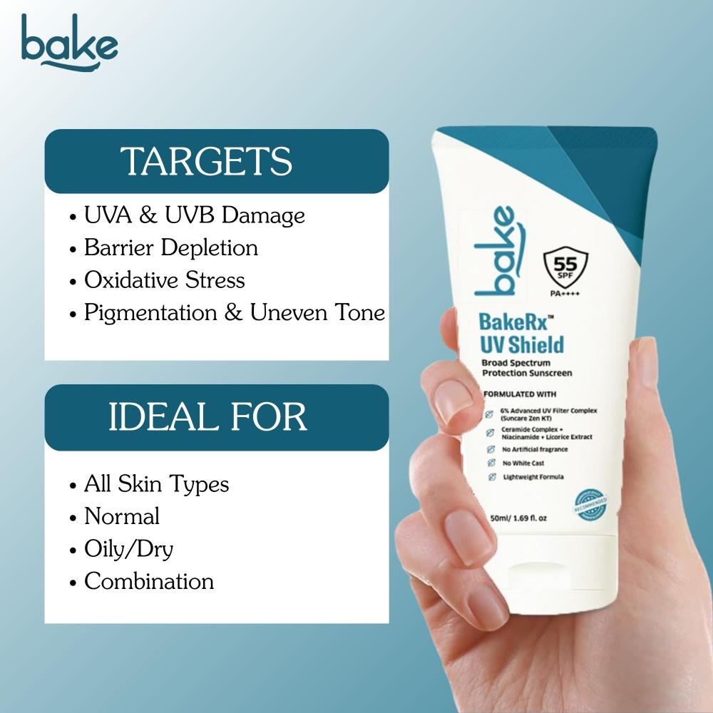 UV Shield Sunscreen SPF 55 PA++++ with 6% Advanced UV Filters & Ceramide for Broad Protection