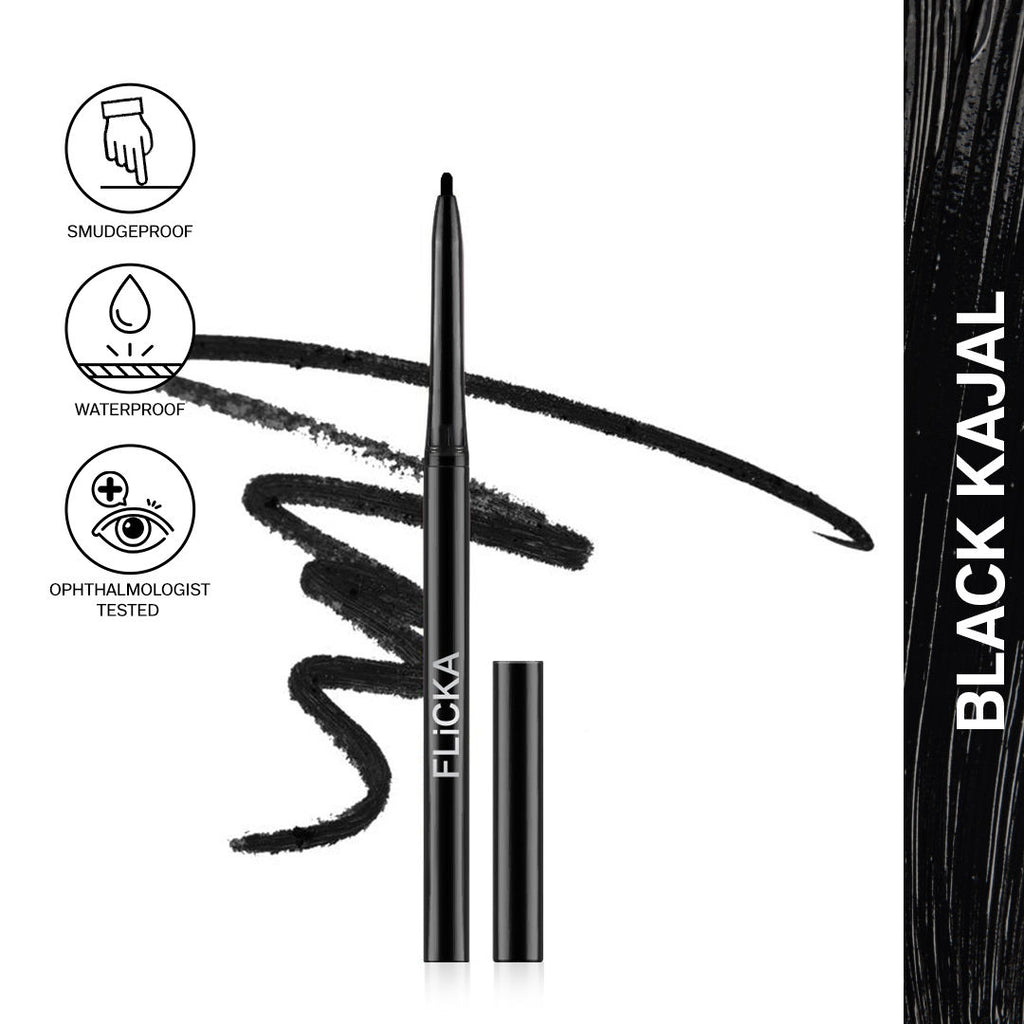 Breathtaking Eye Kajal Waterproof Smudgeproof Long Lasting Rich Pigment - Black