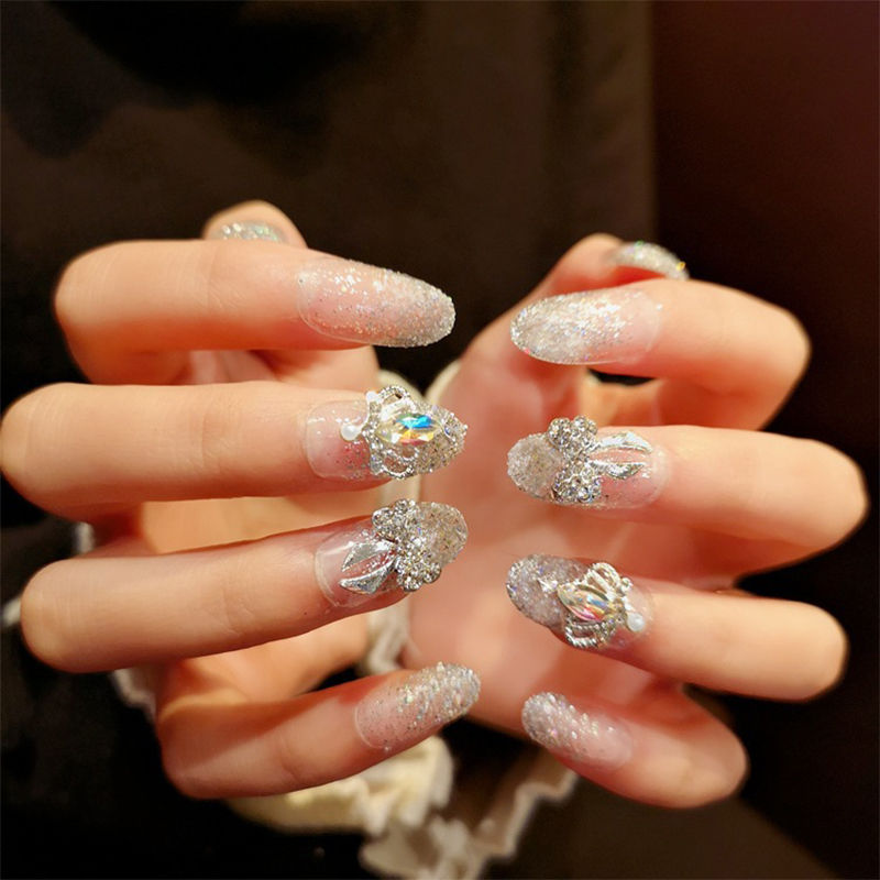 Silver Glitter 3D Crown Bow