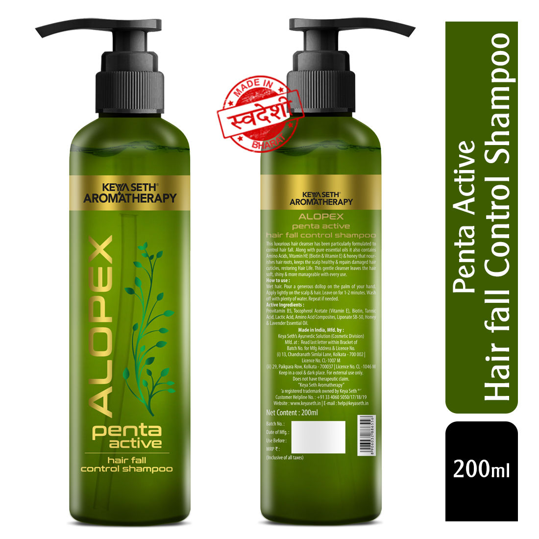 Keya Seth Aromatherapy, Alopex Penta Active Hair Fall Control Shampoo For Men & Women