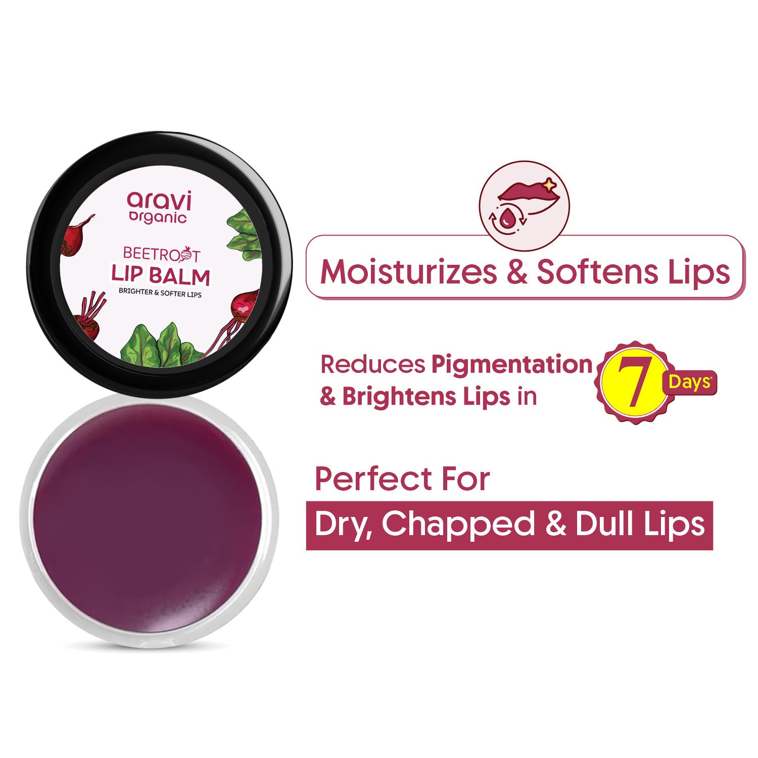 Beetroot Lip Balm With Beetroots, Shea Cocoa Butter For Dry & Chapped Lips