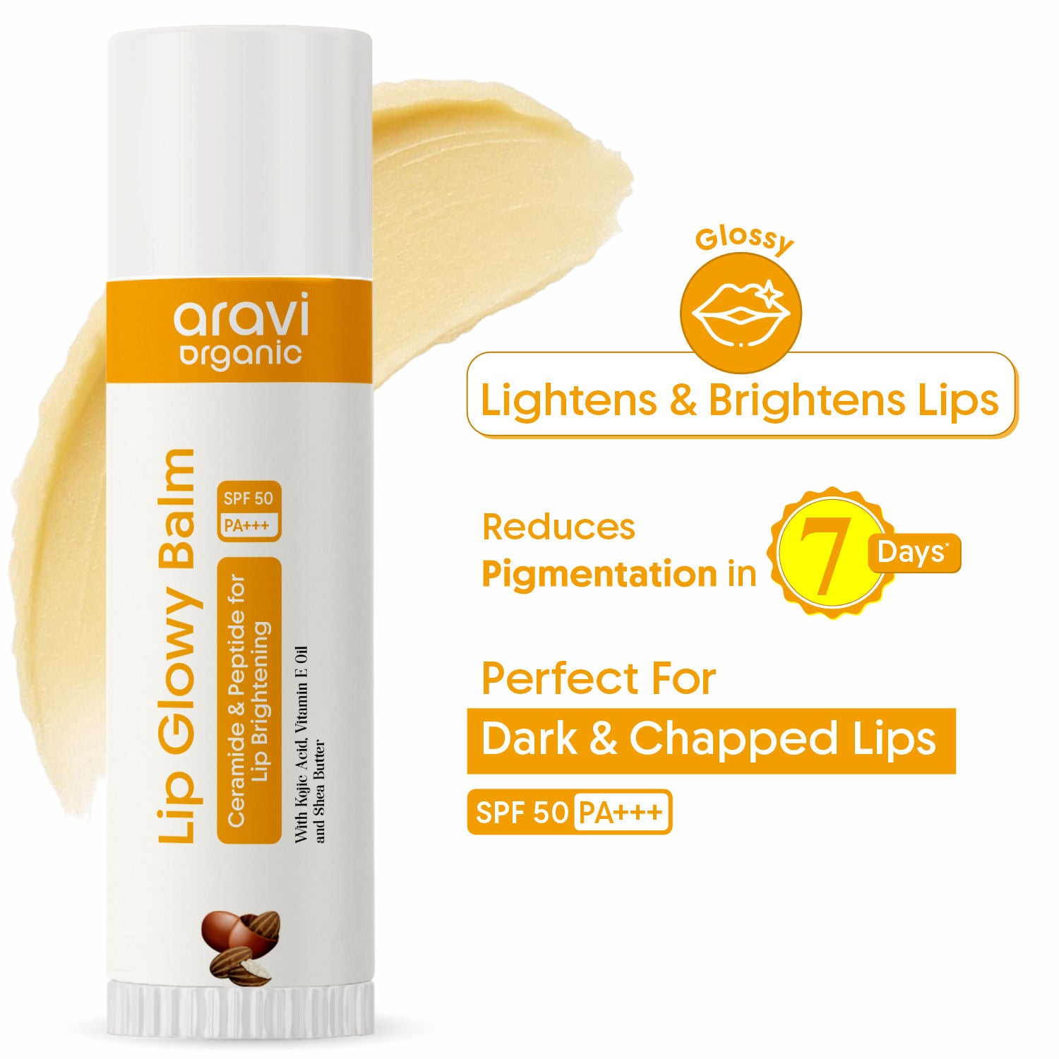 Glowy Lip Balm SPF 50 PA++++, Dry & Dark Pigmented Lips, Kojic Acid & Ceramide