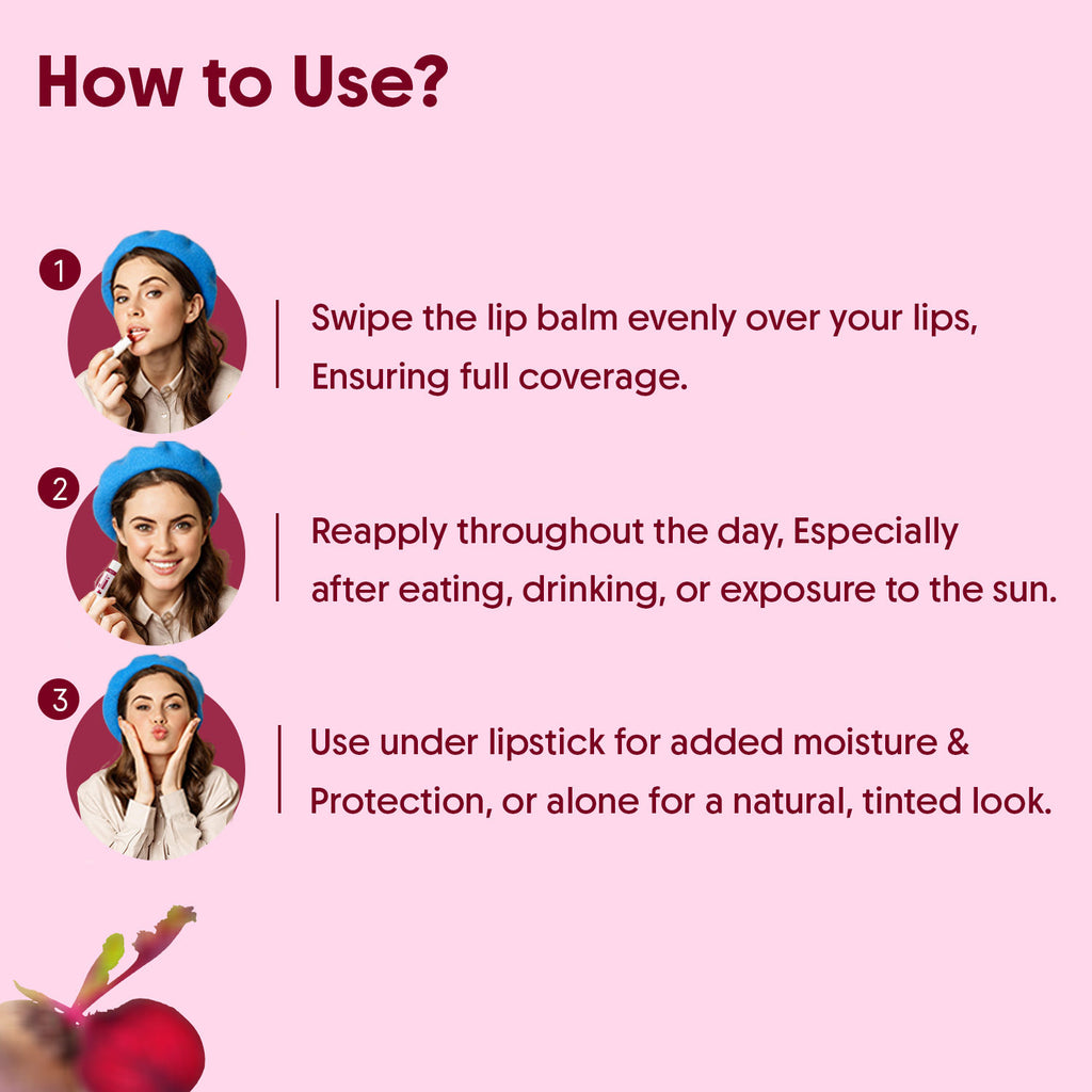 Beetroot Tinted Lip Balm SPF 50 PA++++,Dry & Dark Pigmented Lips,Kojic Acid & Ceramide
