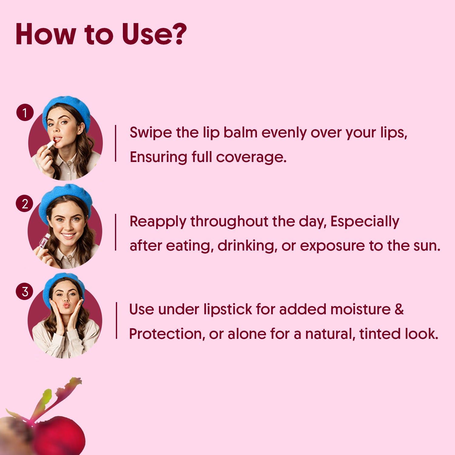 Beetroot Tinted Lip Balm SPF 50 PA++++,Dry & Dark Pigmented Lips,Kojic Acid & Ceramide