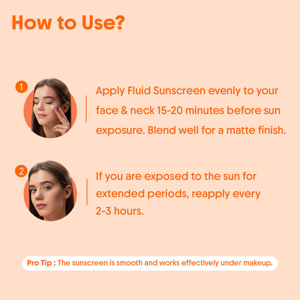 Oil-Free Fluid Face Sunscreen SPF 50 PA++++, In-Vivo Tested, For Oily & Dry Skin