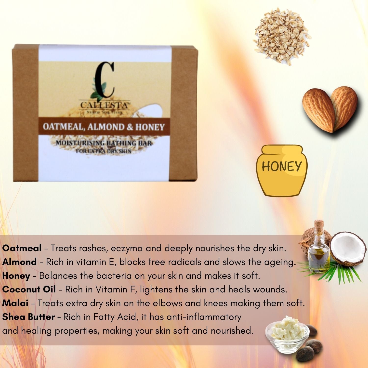 Oatmeal, Almond And Honey Handmade Soap
