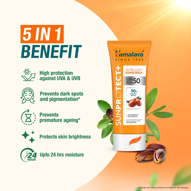 Sun Protect+ Ultra Light Sunscreen SPF 50 PA++++ Sweat Resistant,100% No White Cast