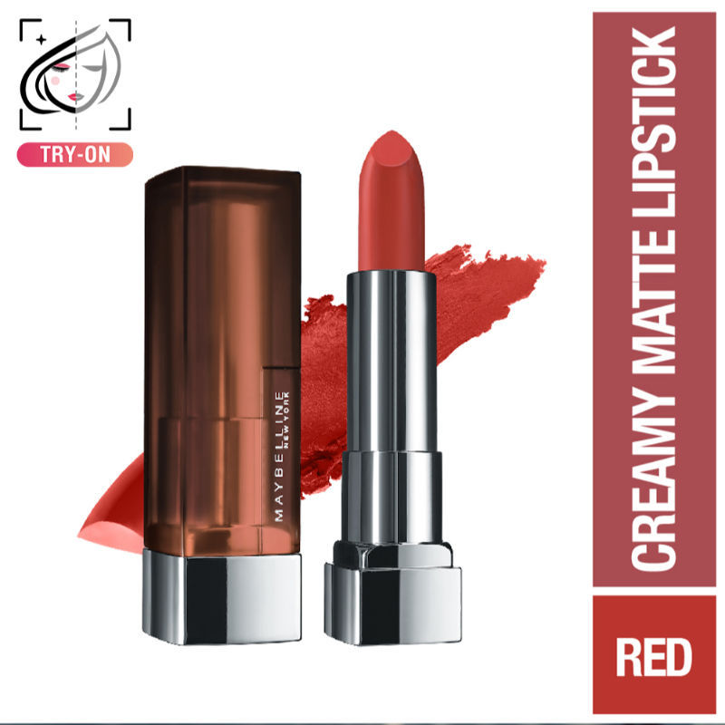 Maybelline Color Sensational Creamy Matte Lipstick, 12H Formula - 640 Red Liberation - Chilli Nude