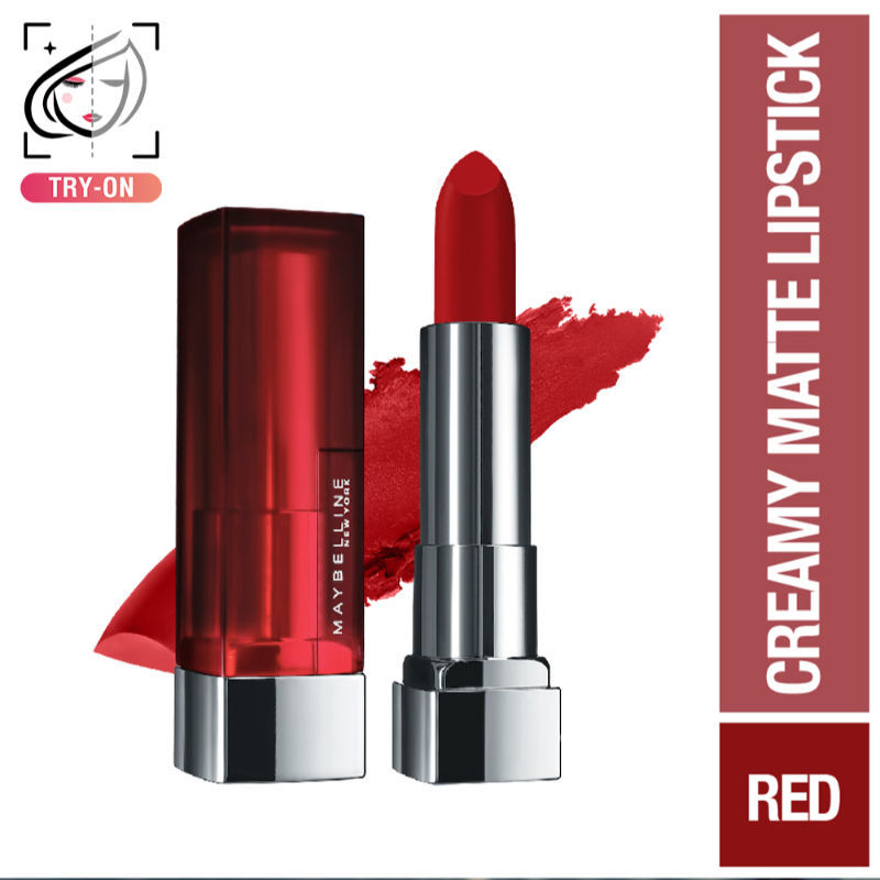 Maybelline Color Sensational Creamy Matte Lipstick, 12H Formula - 640 Red Liberation - 634 Bold Crimson