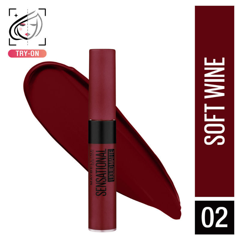 Sensational Liquid Matte Lipstick, Long-lasting - 03 Flush It Red - 02 Soft Wine