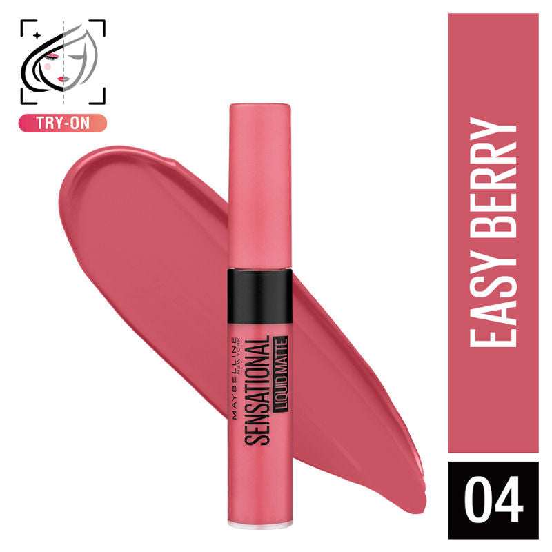 Sensational Liquid Matte Lipstick, Long-lasting - 03 Flush It Red - 04 Easy Berry
