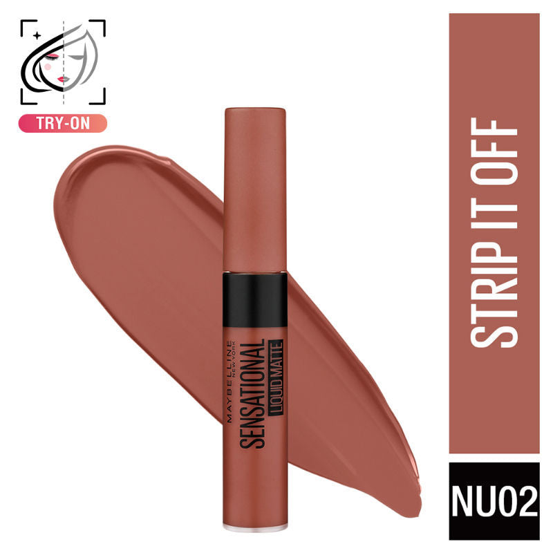 Sensational Liquid Matte Lipstick, Long-lasting - 03 Flush It Red - Strip It Off