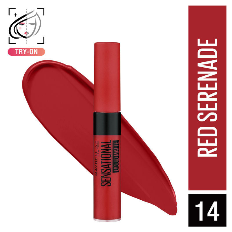 Sensational Liquid Matte Lipstick, Long-lasting - 03 Flush It Red - Red Serenade
