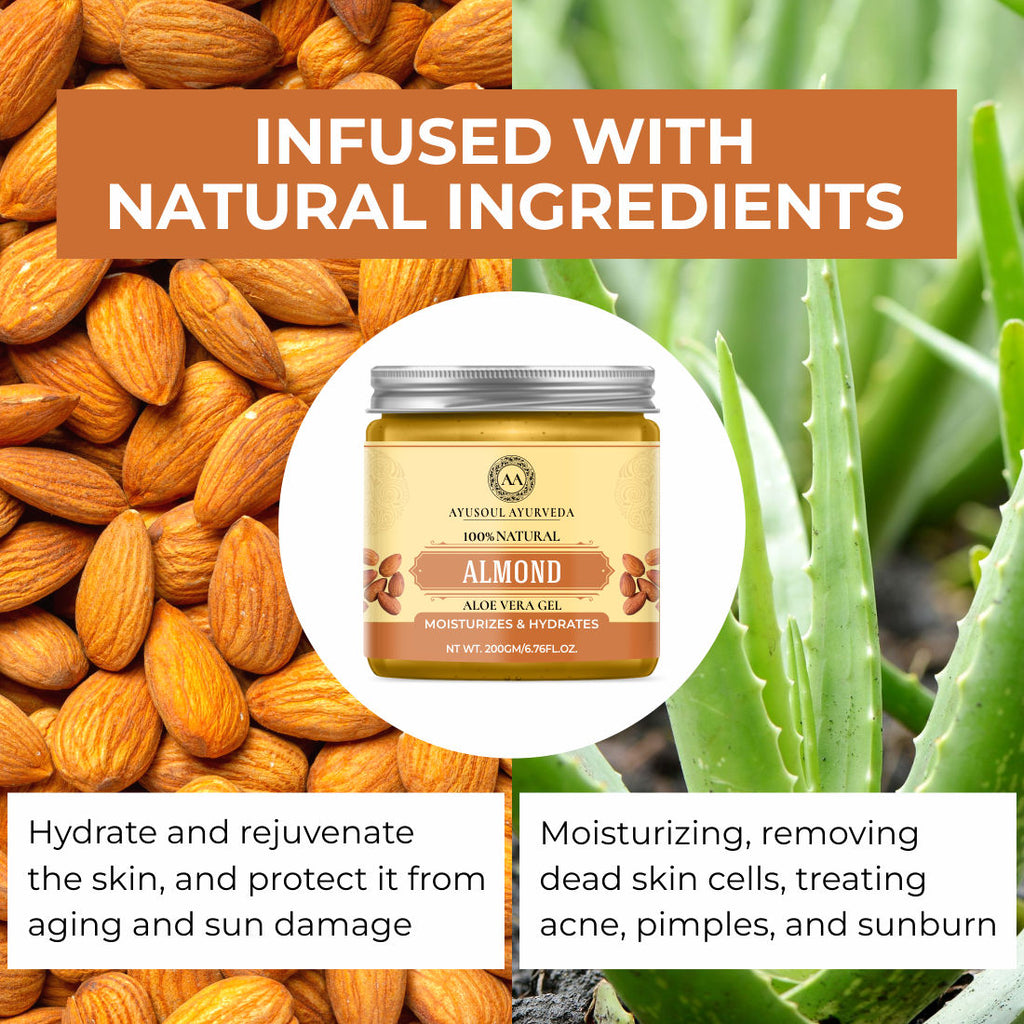 Almond Aloe Vera Gel for Face & Body Skin Treatment