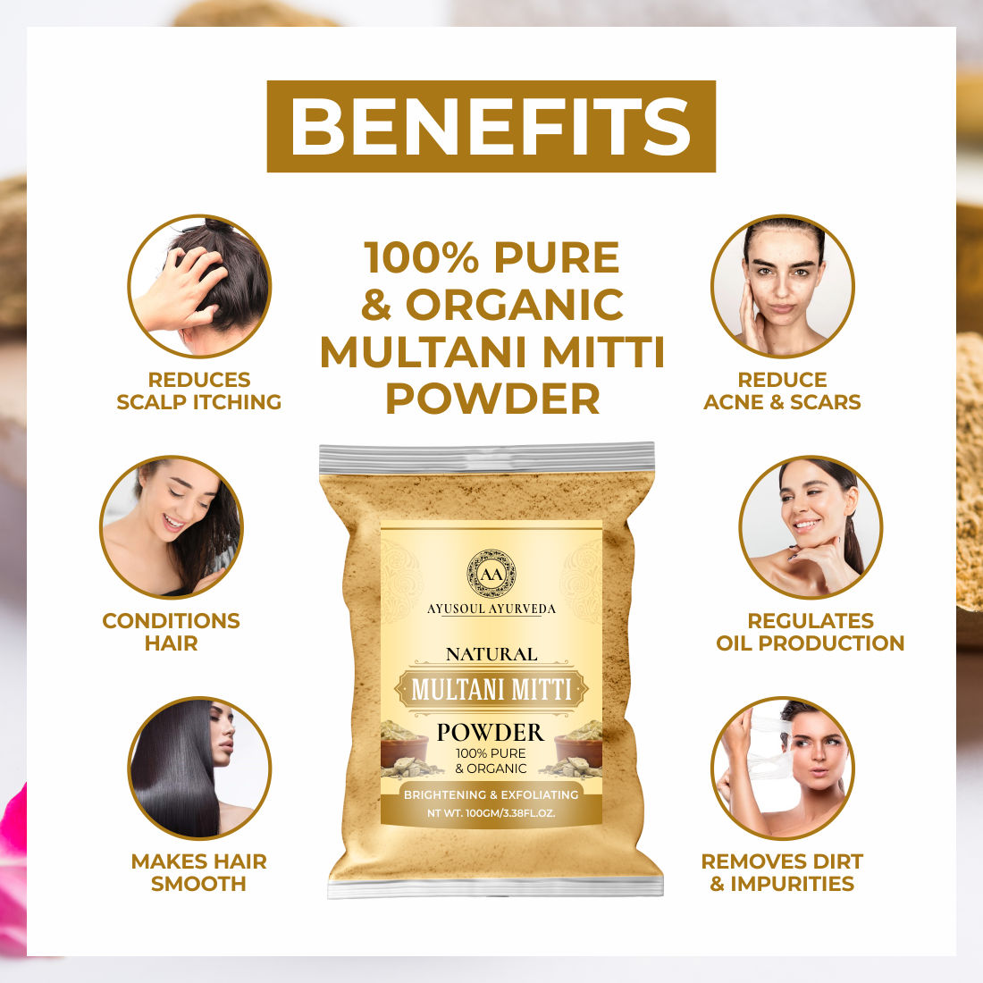 100% Pure Natural & Organic Multani Mitti Powder
