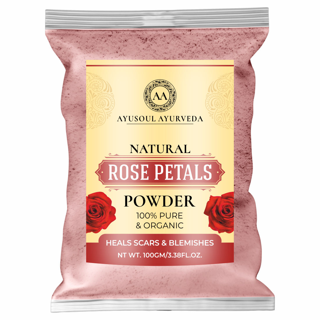 100% Pure Natural & Organic Rose Petals Face Pack Powder