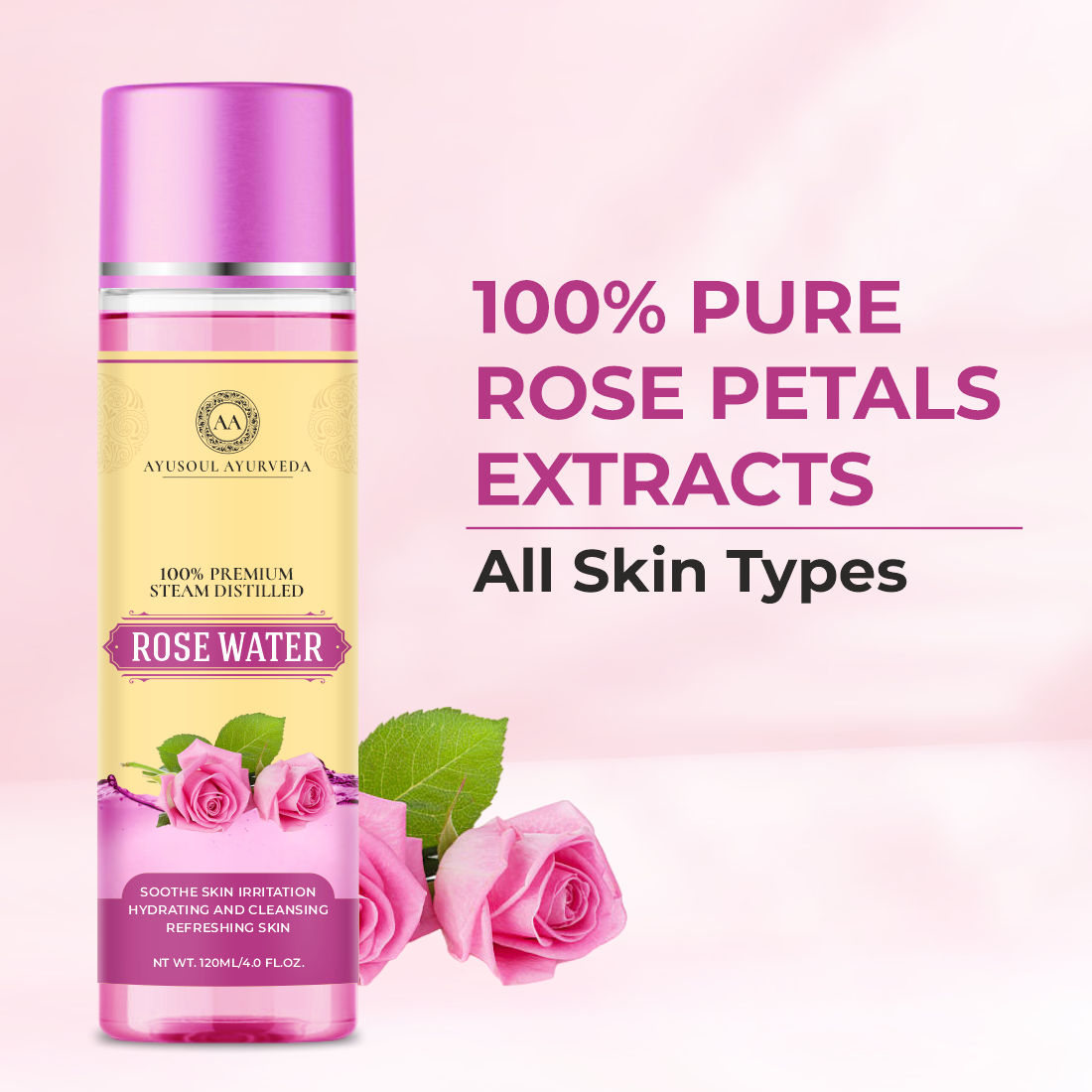 100% Natural Distilled Rose Water