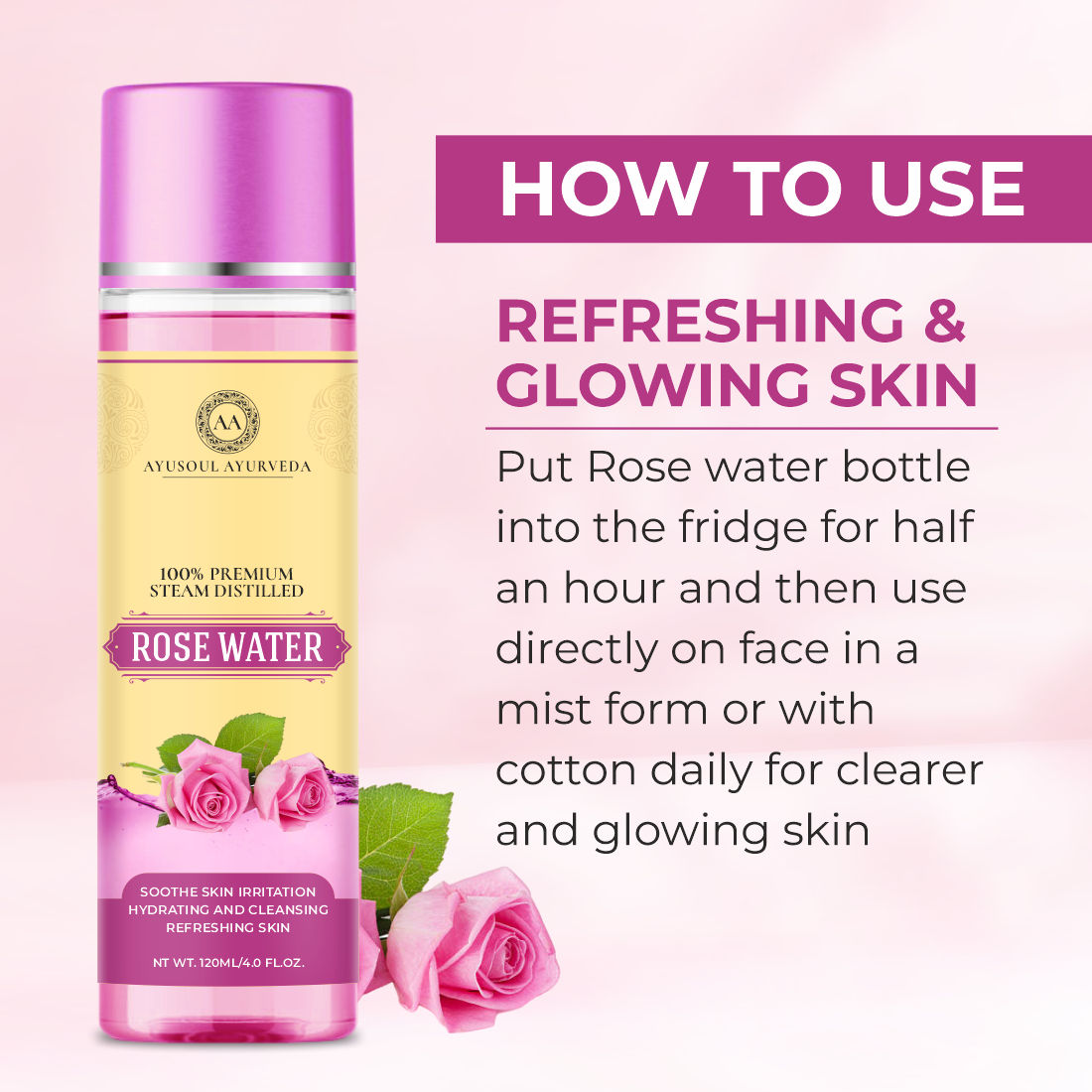 100% Natural Distilled Rose Water
