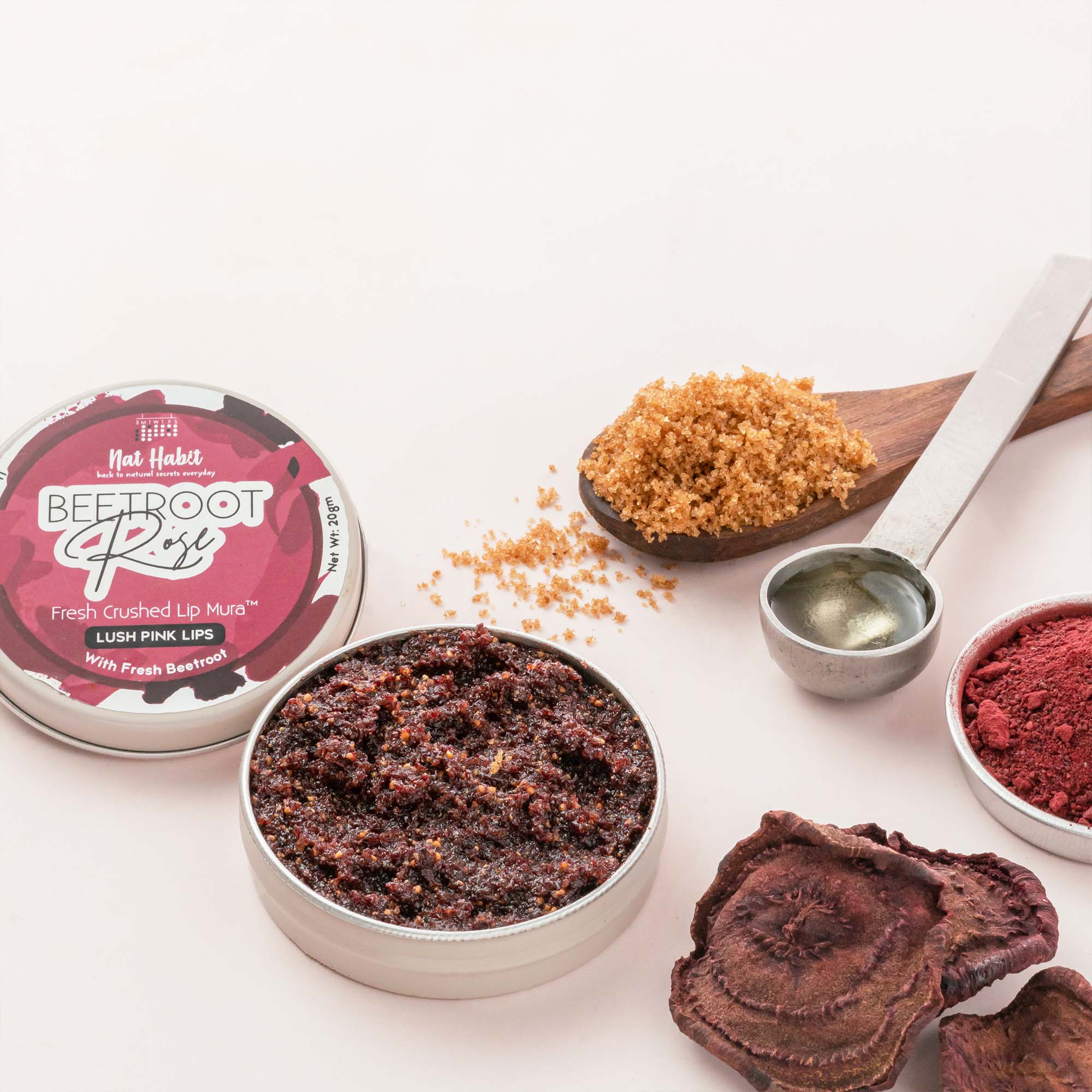 Beetroot Rose Fresh Lip Scrub & Lip Balm for Dark,Dry & Chapped Lips - Natural Pink Lips