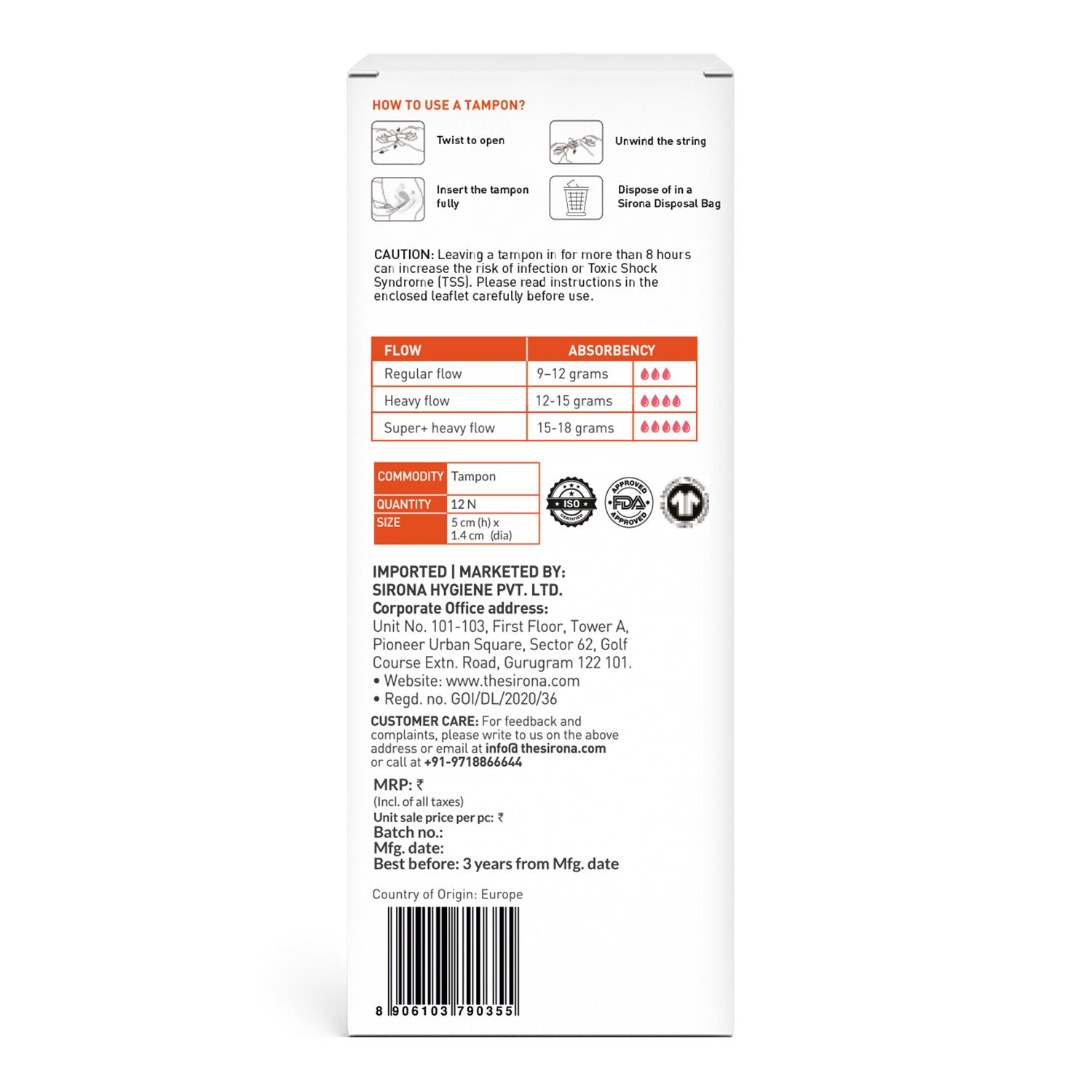 Period Made Easy Tampons - 12 Piece,For Heavy Flow,Biodegradable Tampons,Fda Approved
