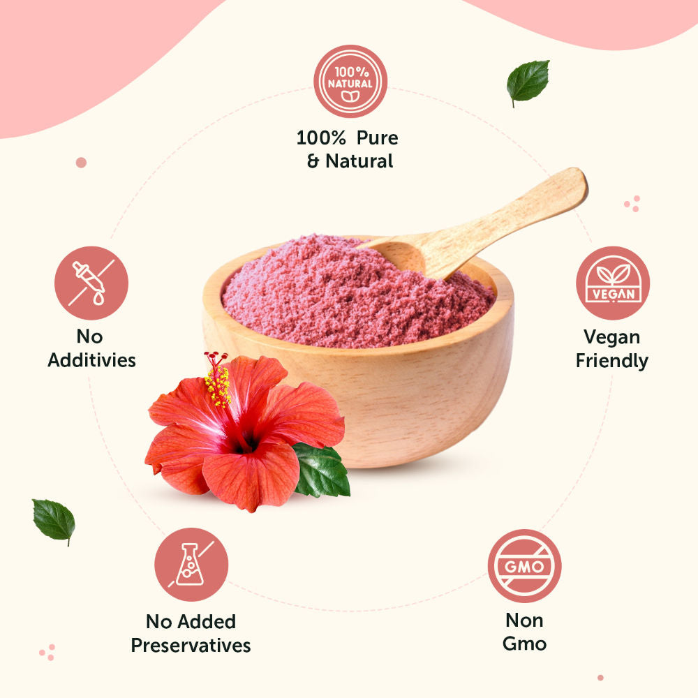 Organic Hibiscus Powder to Boost Skin and Hair Health with Vitamin C and No Added Colour