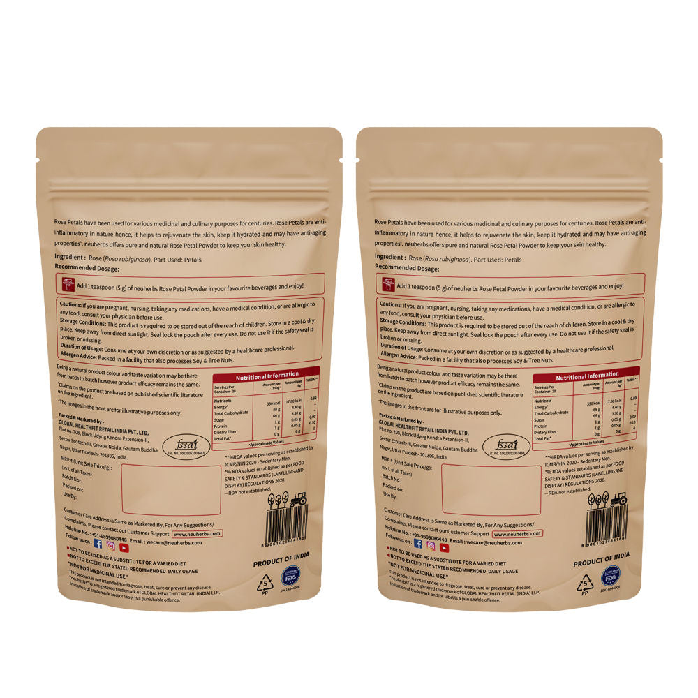 Rose Petal Powder to Revitalize Skin Health with Antioxidants and No Additives