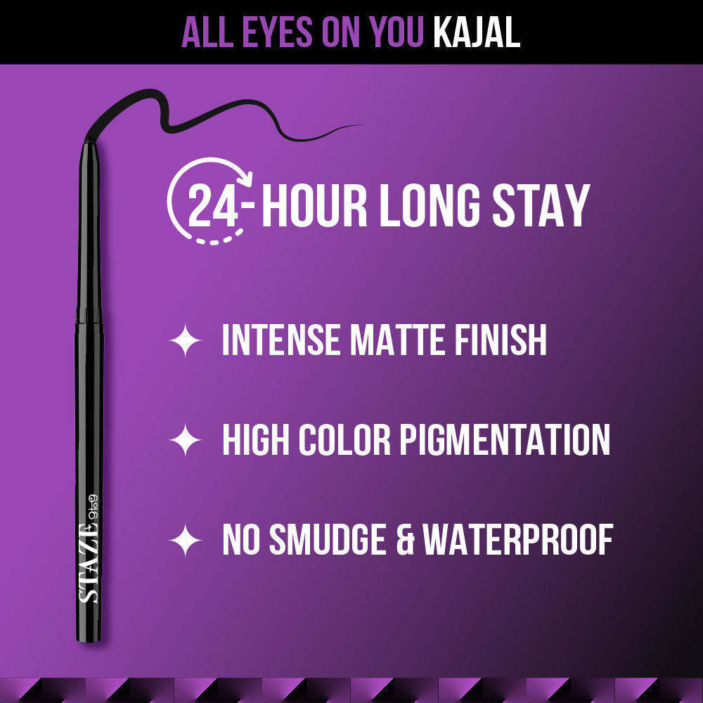All Eyes On You Intense Black Matte Waterproof Kajal | 01 Blackest Black