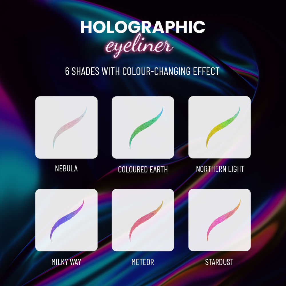 Holographic Eyeliner , Multi Chrome Effect , Water -Proof ,Smudge Proof