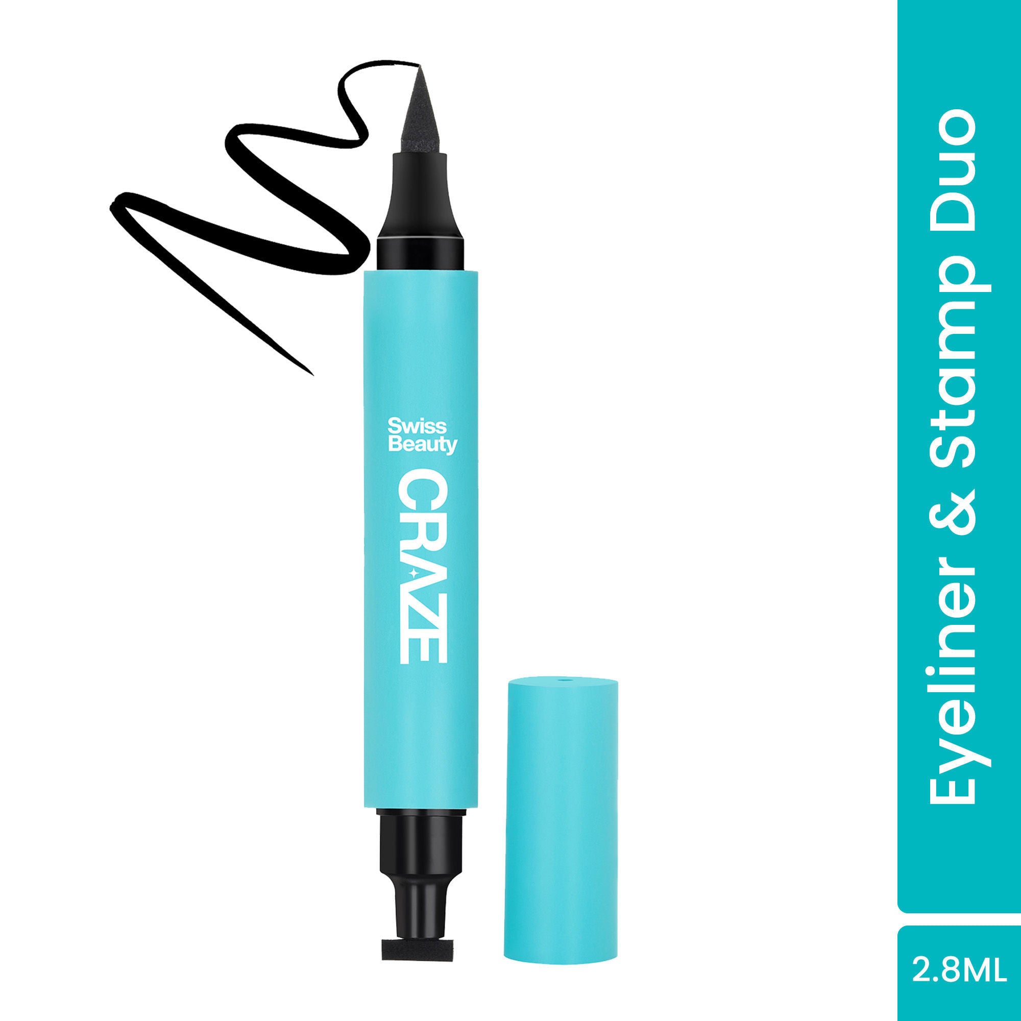 CRAZE Eyeliner and Stamp Duo Wing Eyeliner Stamp and Pen Waterproof Formula - Black