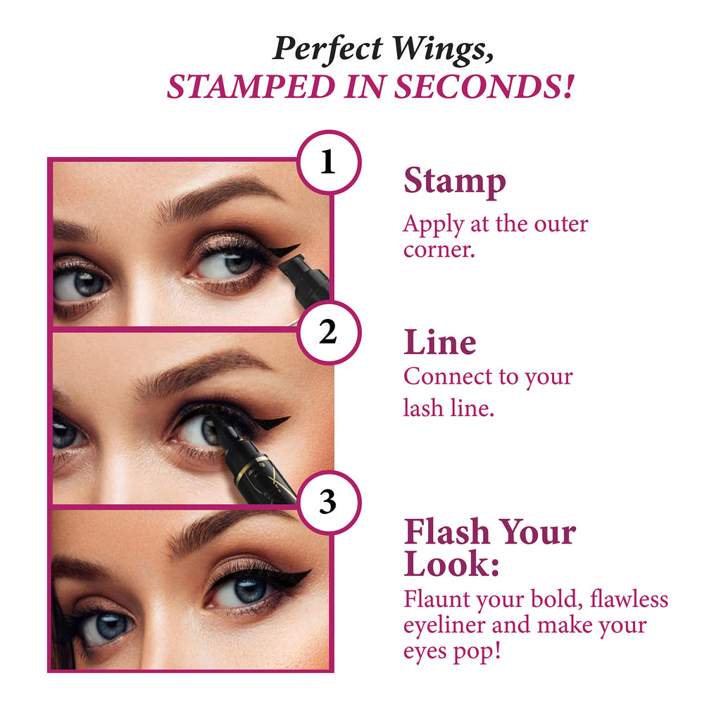 Wing In A Wink Eyeliner With Stamp, Waterproof Smudge Proof Eye Liner Liquid Pen