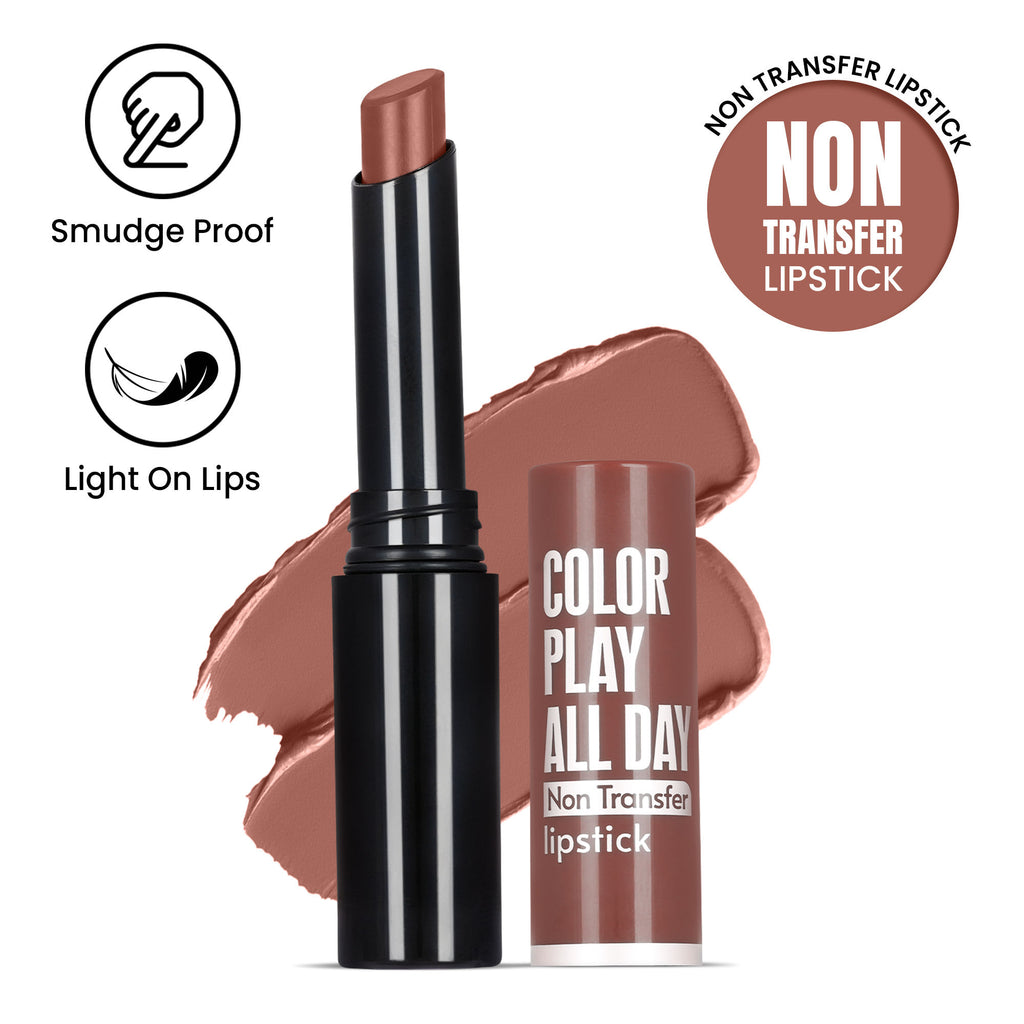 Play All Day Non Transfer Lipstick - Caramel Nude
