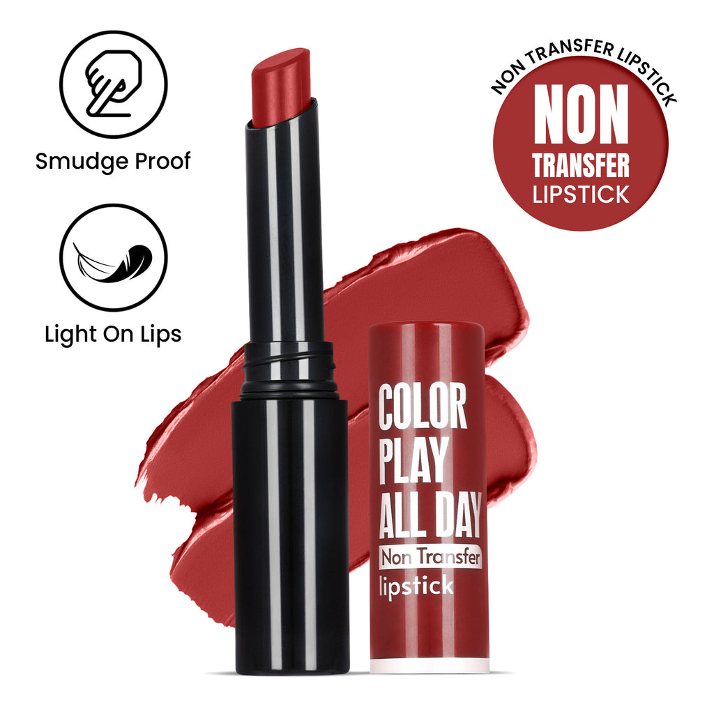 Play All Day Non Transfer Lipstick - Dull Red