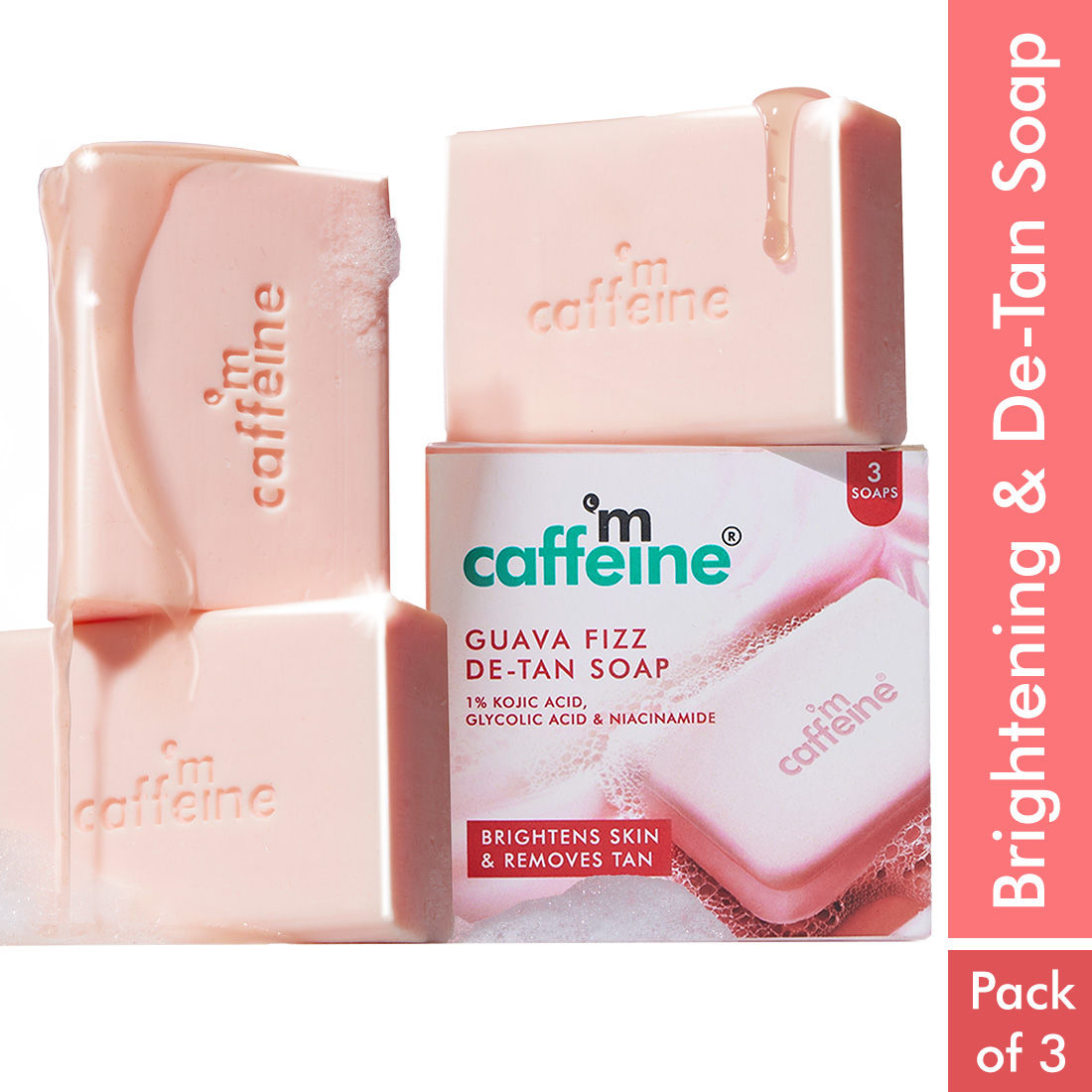 Brightening Tan Removal Soap - 1% Kojic Acid & Glutathione -Tangy Guava Perfume Syndet Bar